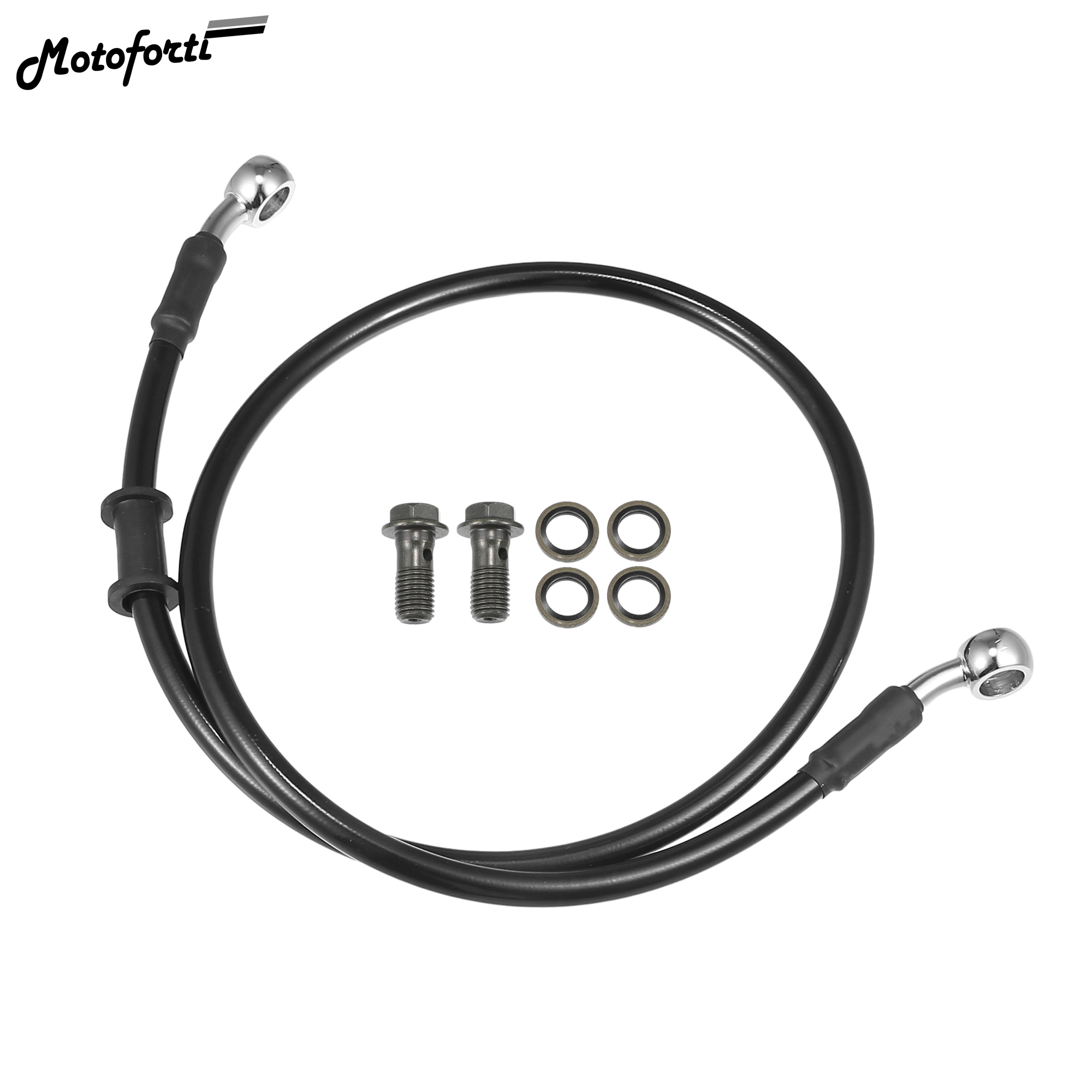 Motoforti 30CM-170CM 28 度ブレーキホースオートバイダートバイクモトクロス編組油圧ブレーキラインオイルホースパイプラインブラック