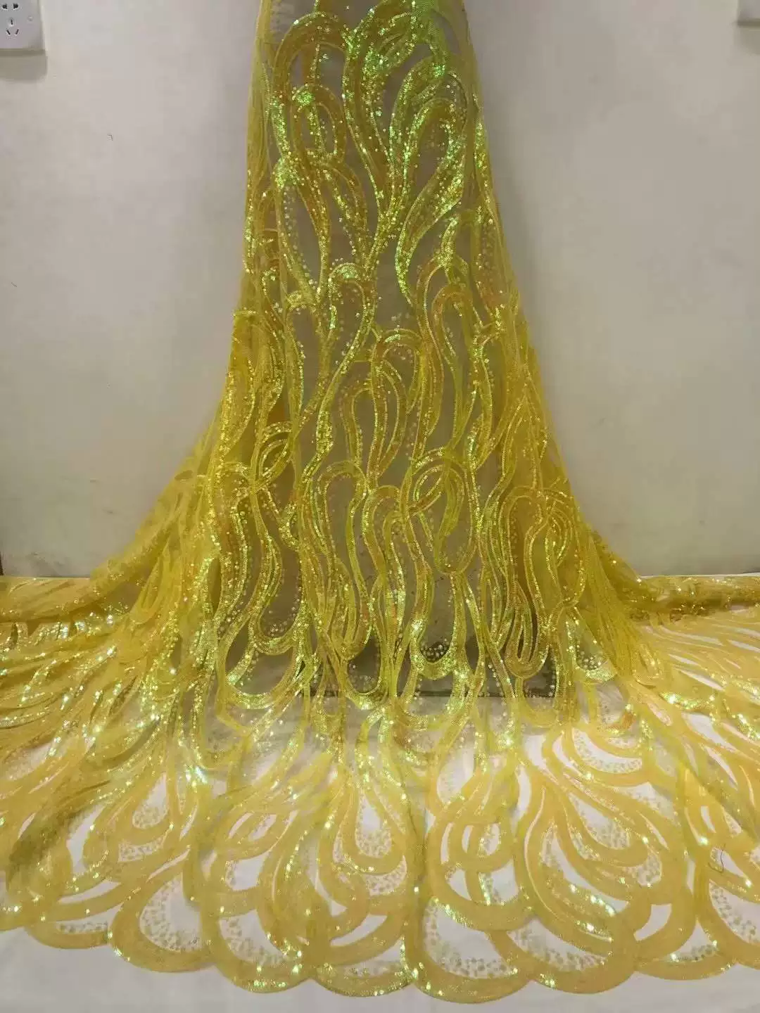 5 ヤードユニークなパターンスパンコール刺繍レース生地イブニングドレスとウェディングドレス DIY 衣類生地縫製用