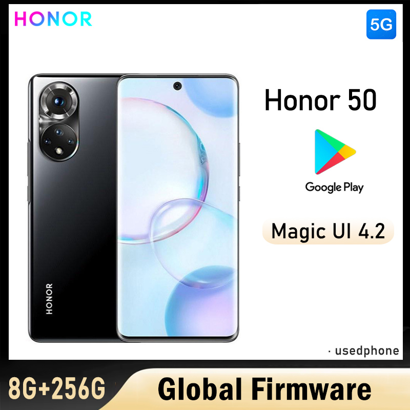 HONOR 50 5g スマートフォン グローバル ファームウェア 6.57 インチ 4300mAh リアカメラ 108MP RAM 8GB ROM 256GB 中古電話
