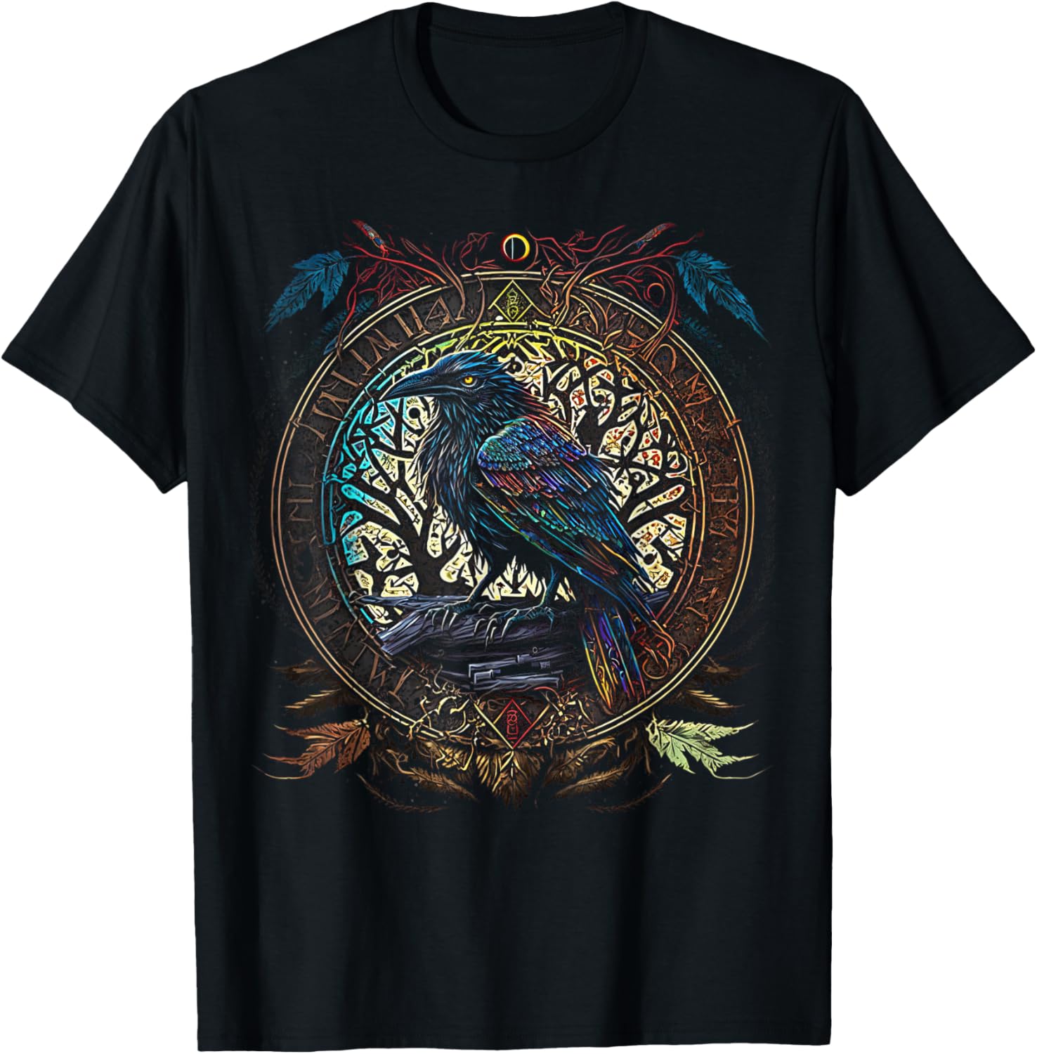 レイブンユグドラシル北欧神話バイキングオーディングラフィック Tシャツメンズ通気性コットン Tシャツ
