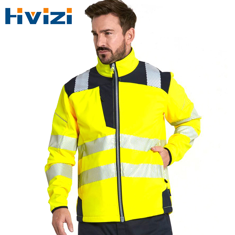Hi Vis ソフトシェル反射ジャケット防水ジッパーコート屋外作業安全ジャケット通気性防風作業服