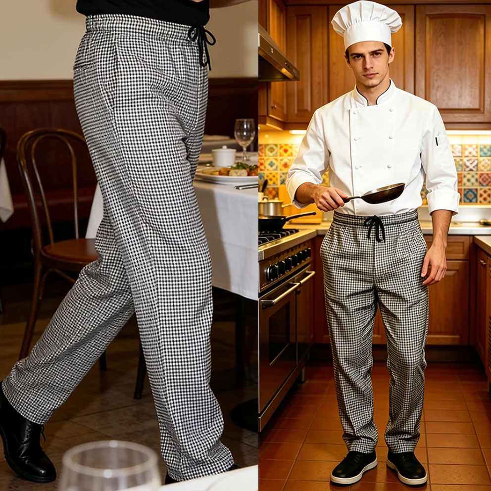 ユニセックス弾性シェフパンツケータリングキッチンパンツベーカリーカフェ作業服ボトムホテルレストラン調節可能なワークパンツ