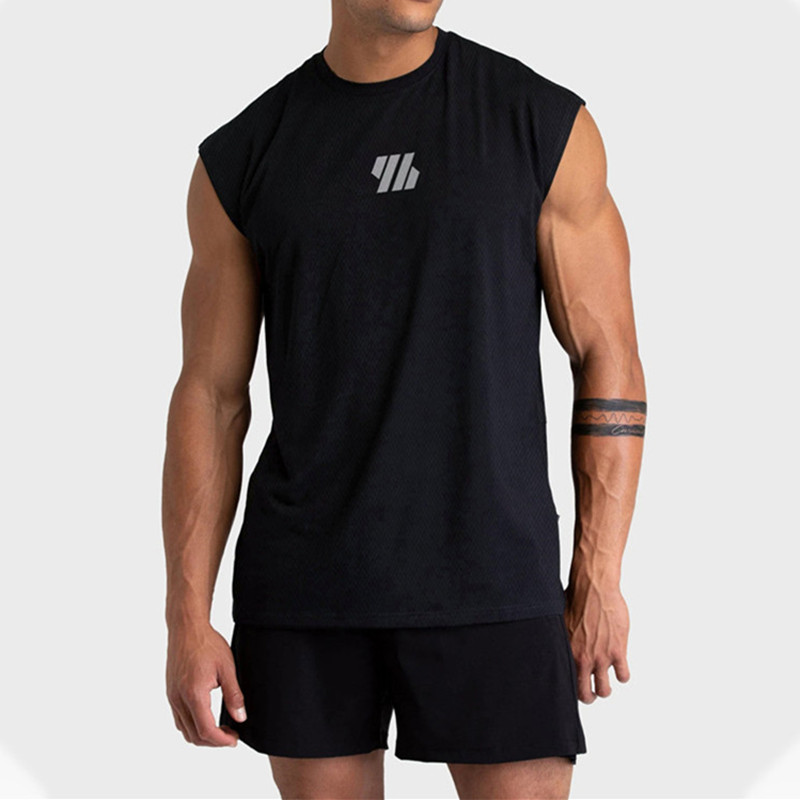 2025 夏の新ジムベスト男性広い肩ノースリーブスポーツタンクトップ速乾性メッシュフィットネス Tシャツランニングタンクトップメンズトップス