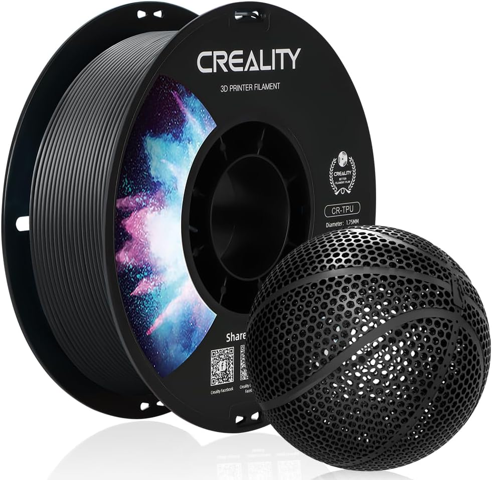 Creality TPU フィラメント ブラック フレキシブル 3D プリンター フィラメント 1kg 1.75mm エアレスバスケットボール用 ソフト TPU 95A ショア硬度