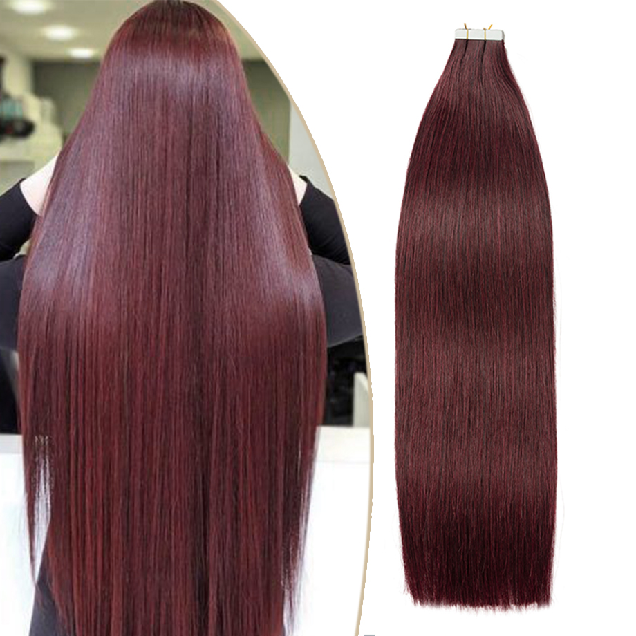 テープインヘアエクステンション 12-24 インチ ダブル横糸 リアルヒューマンレミーヘアエクステンション シームレスストレート 女性用 テープインエクステンション