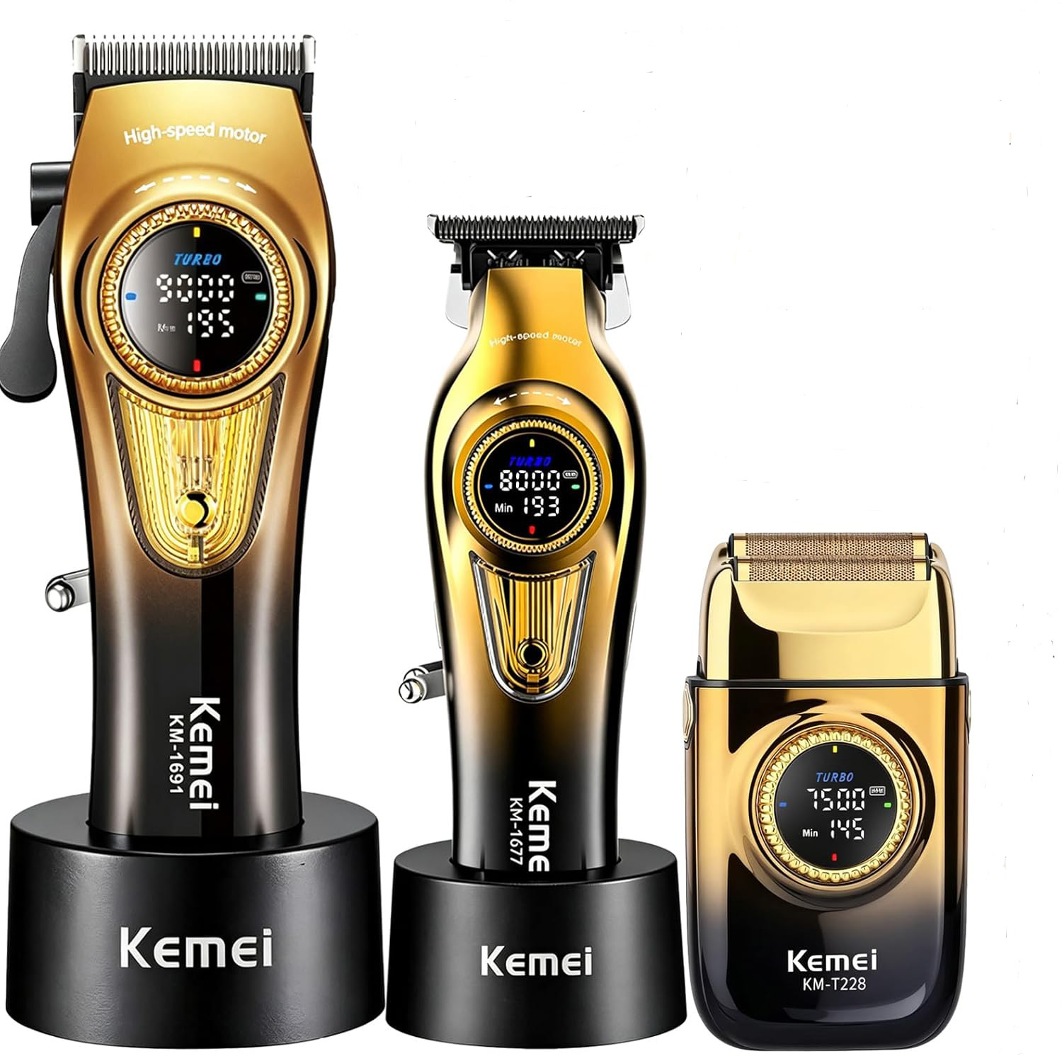 Kemei 8557 トリマーマン 3 で 1 9000 rpm メンズバリカンセットケース付き充電式バリカン理容プロフルセット