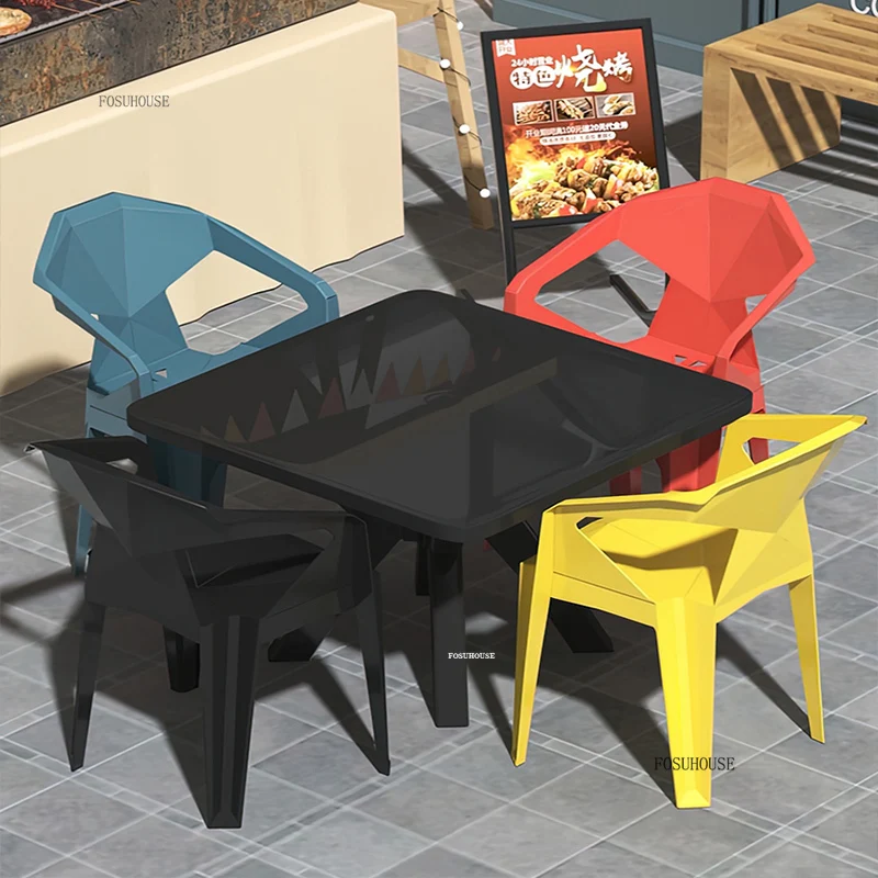 Nordic Thickened PP Garden Furniture Sets for Cafe  Backrest Chair Outdoor Furniture Simple 5-piece Set Outdoor Table and Chairs