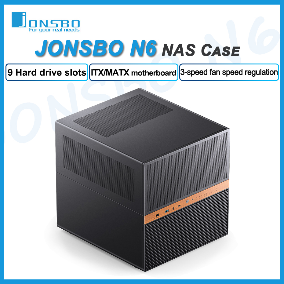 JONSBO N6 NAS ケース 9 ハードディスク位置ネットワークストレージサーバー MATX デスクトップシャーシは 240 水冷デュアル電源をサポート