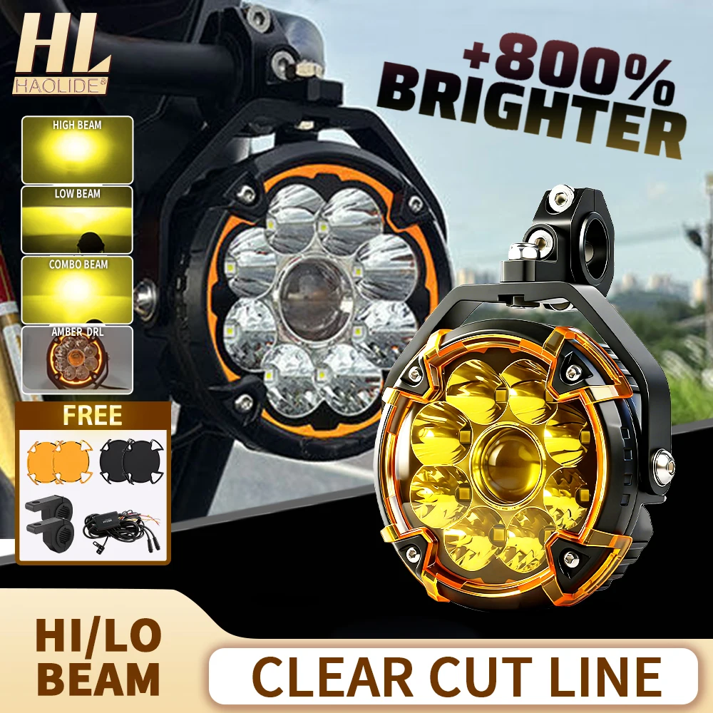 HAOLIDE LED ワークライト 6 インチ 6000k Hi/Lo ビーム 3500k アンバー DRL ストロボ点滅ワイヤーオフロード useAngle 用 SH125i 1200RSCar