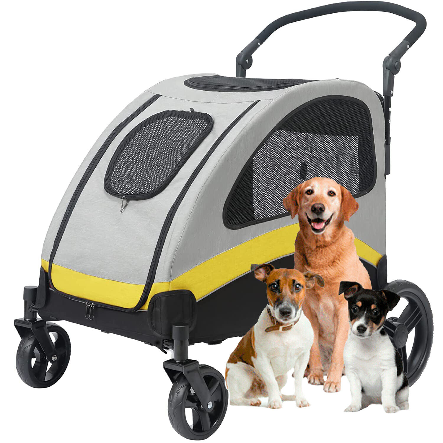 M-XL 犬用ベビーカー超大型 4 輪ペットジョガーワゴン折りたたみカート旅行トロリー屋外動物キャリア負荷最大 55 キロ
