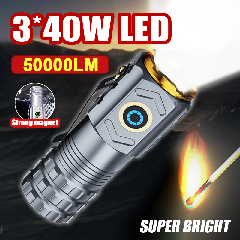 LED 強力な光懐中電灯充電式多機能長距離ポータブル屋外ホームミニ懐中電灯キャップクリップライト