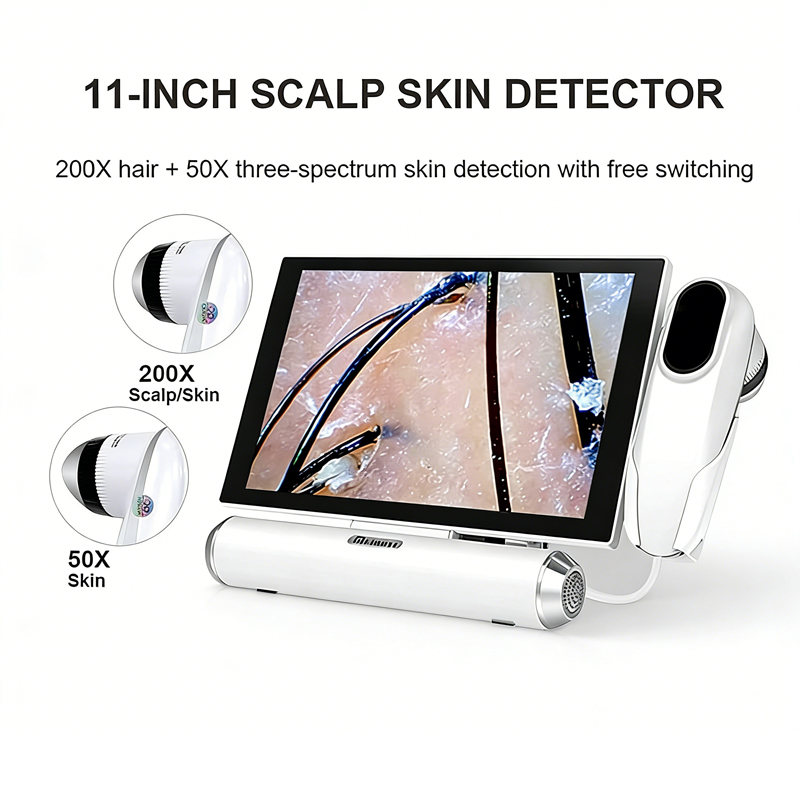 11 インチプロフェッショナル高品質 HD 毛包頭皮スキャナー検出器ヘアアナライザー/皮膚と頭皮の毛髪分析機