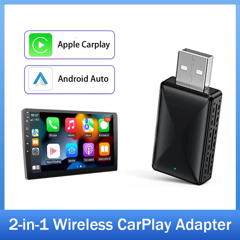 2in1 有線 - ワイヤレス CarPlay Android Auto アダプター (USB プラグ アンド プレイ付き OEM カー ステレオ用)