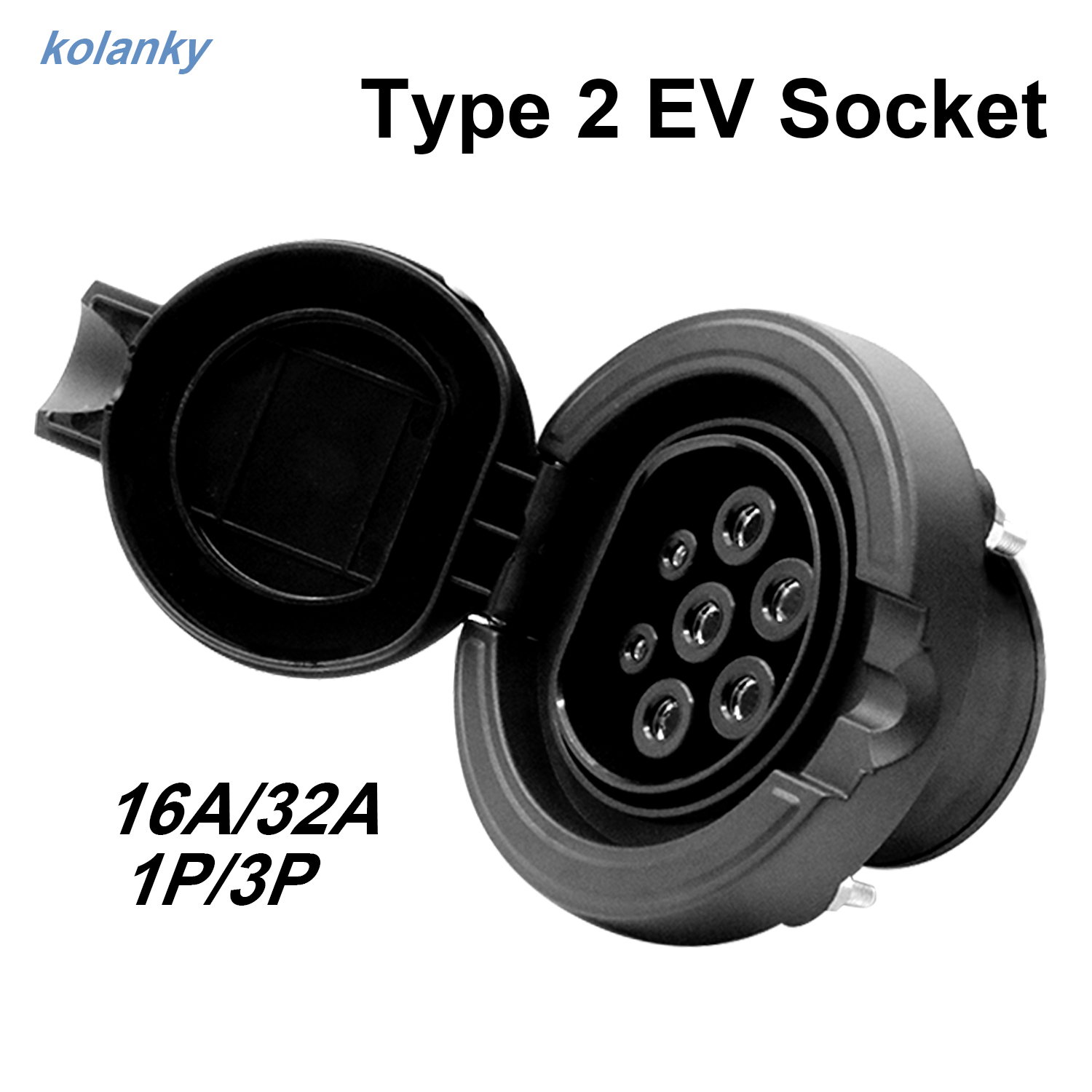タイプ 2 IEC 62196-2 EV 充電ステーション 32A 三相 22kw オスソケットに取り付けられた EV 充電器ソケット