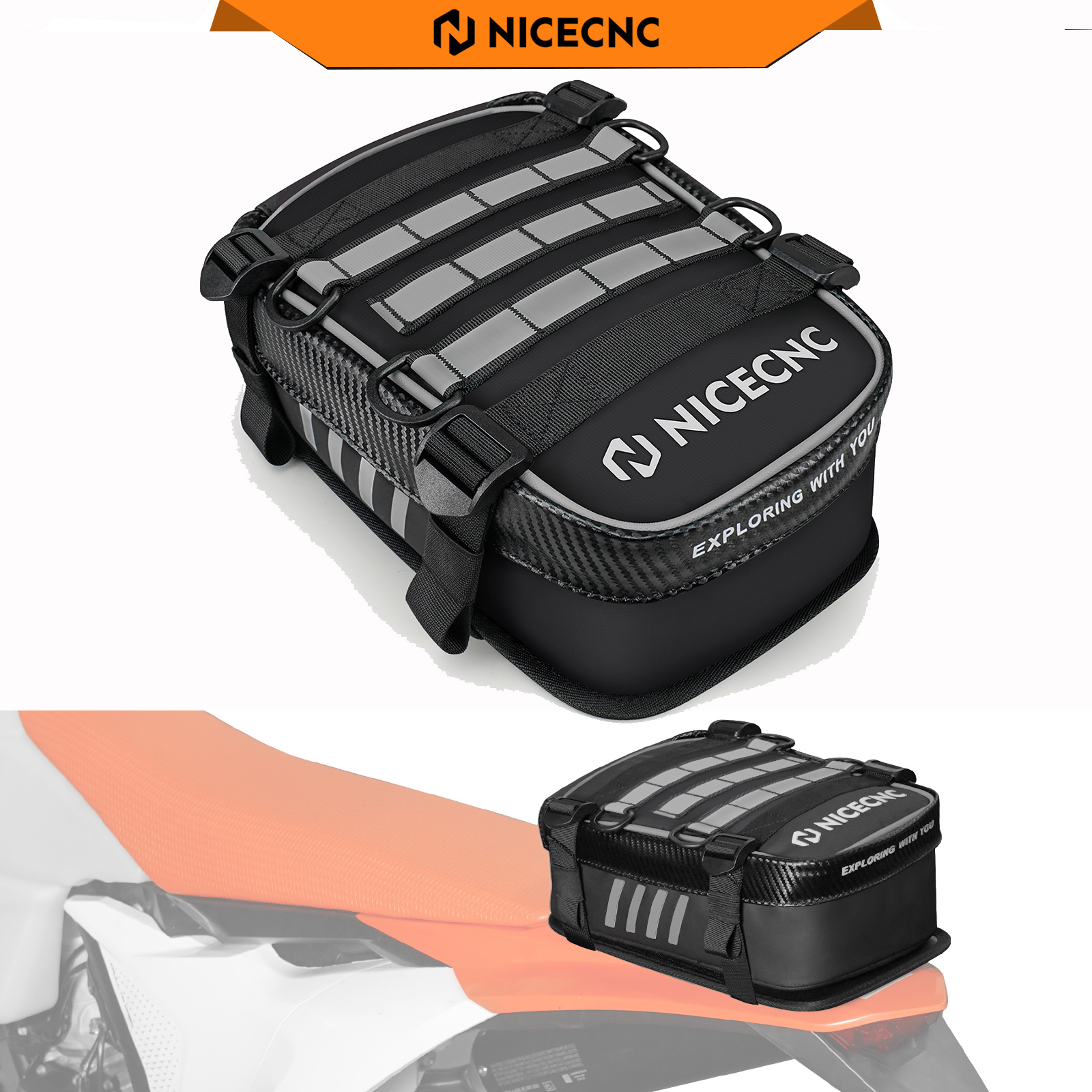 NICECNC オートバイ拡張可能な容量リアマッドガードバッグユニバーサル KTM EXC 300 ハスクバーナ TE 300 GasGas ベータヤマハホンダ