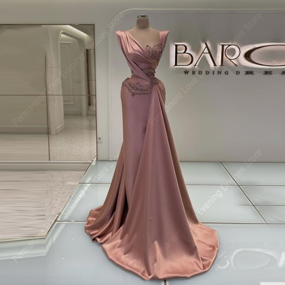 2025 恋人の襟の女性マーメイドイブニングドレスエレガントなノースリーブガウン掃討長さの宴会 Vestido デ Noche カスタマイズ