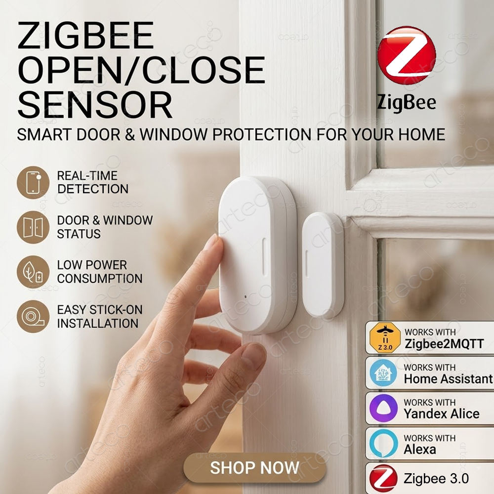 スマート ZigBee ドアセンサー窓接触センサーホームセキュリティ保護ワイヤレス盗難警報ドアセンサー Zigbee2MQTT で動作
