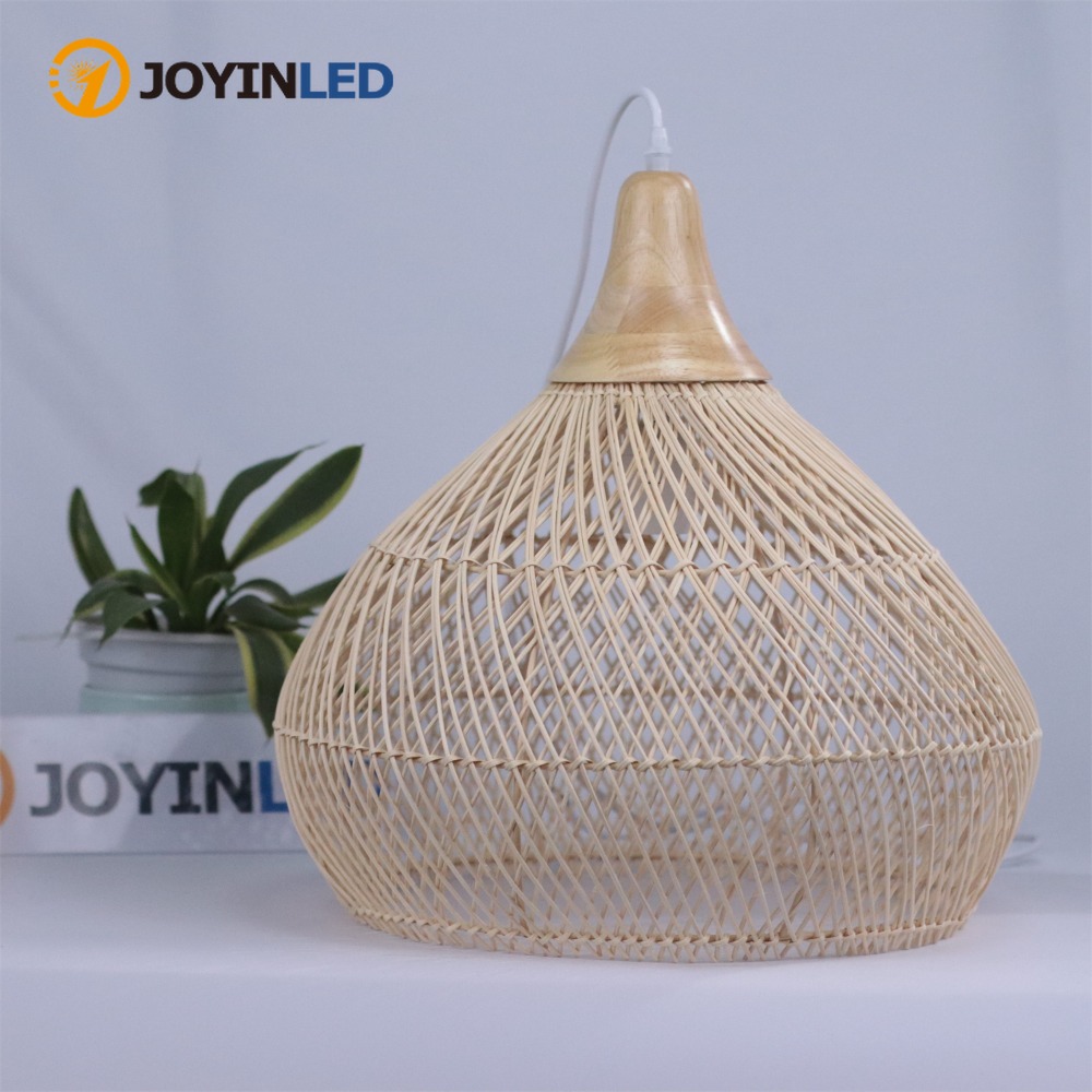 JOYINLED 籐シャンデリア LED ダイニング リビング ルーム ベッドルーム竹籐デザイナー シャンデリア日本レトロ ハンギング ランプ