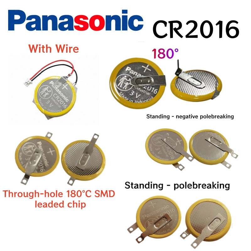 10 個パナソニック CR2016 T6 180 ° 溶接フット 2016 ワイヤー 2pin 1.0 プラグボタン電池 CMOS 3V BIOS バッテリー