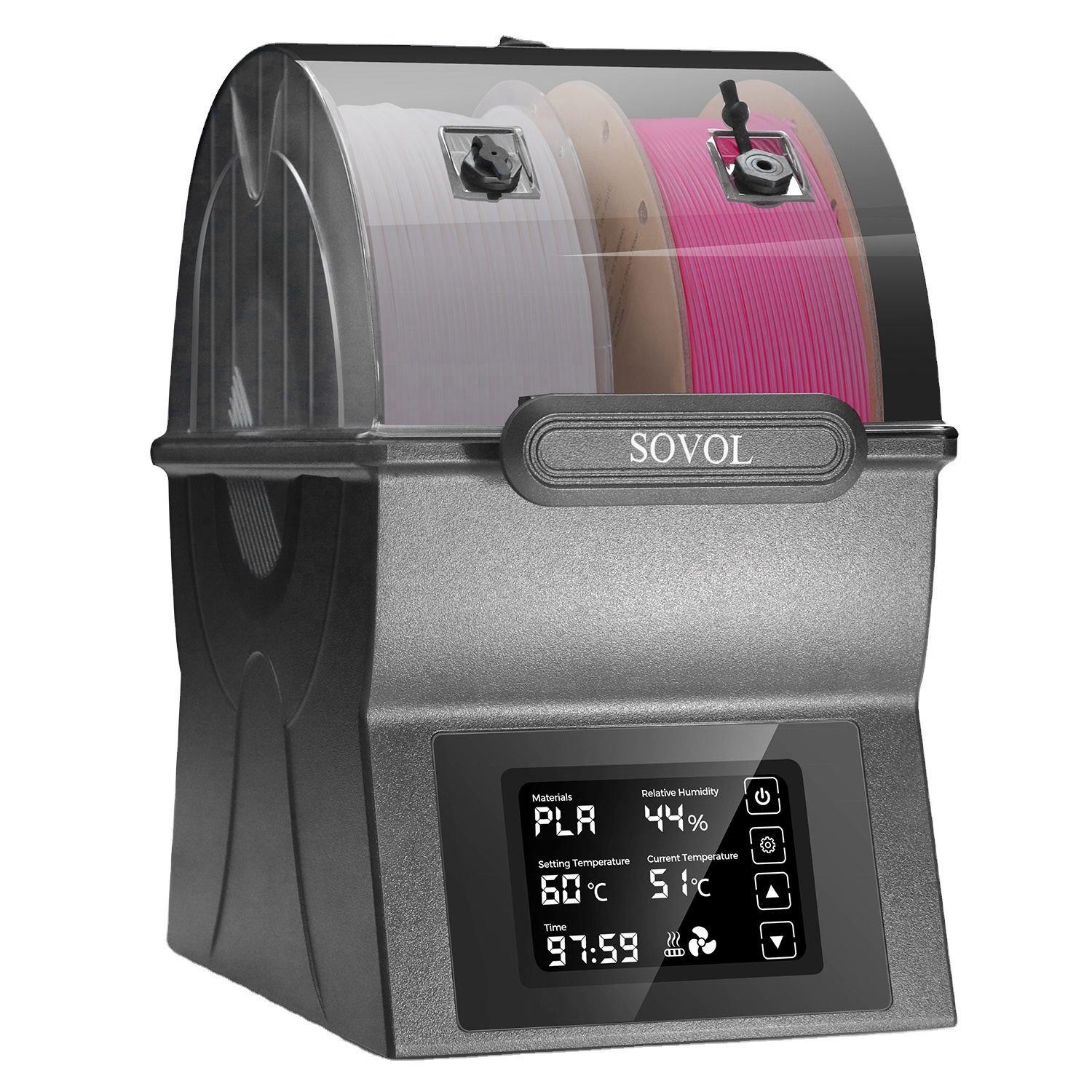 Sovol SH02 デュアル スプール フィラメント ドライヤー ボックス 新品状態 PLA 対応 1 年保証 7 分で 50℃、25 分で 70℃ に達します