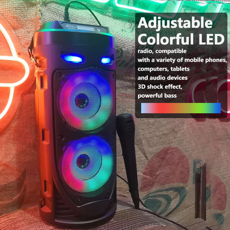 30 ワットワイヤレスコラムビッグパワーステレオポータブル Bluetooth スピーカーサブウーファー低音パーティースピーカーマイク付きファミリーカラオケ USB