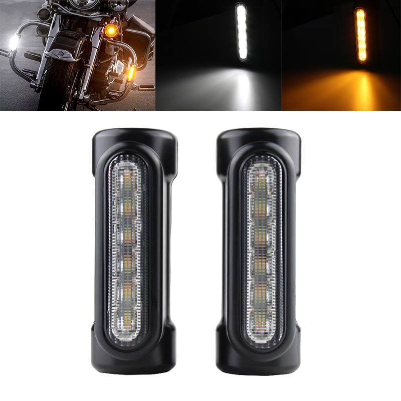 FADUIES 2 色クラッシュバーハーレーツーリングバイクオートバイ高速道路バースイッチバックドライビングライトホワイトターンアンバー