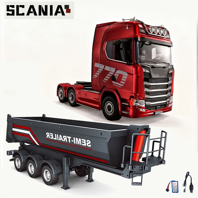 2026 新しい Huina 1501 1509 スカニア 770S フルスケール RC 大型トラックトレーラーフラットダンプバケットモデル電気トラックのおもちゃハイエンドギフト