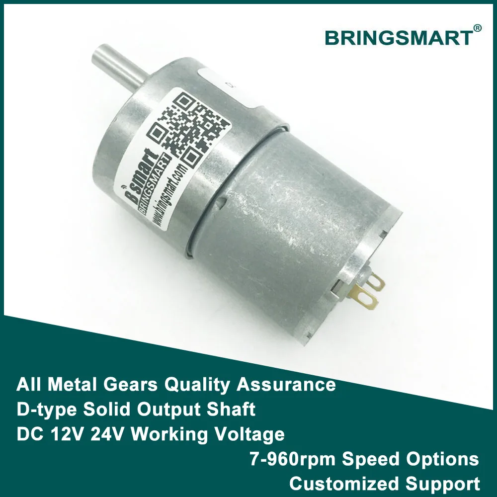 Bringsmart 卸売高トルク DC モーターモーター減速ギアボックスモーター Electrico 6V 12V 24V 可逆 JGB37-3530