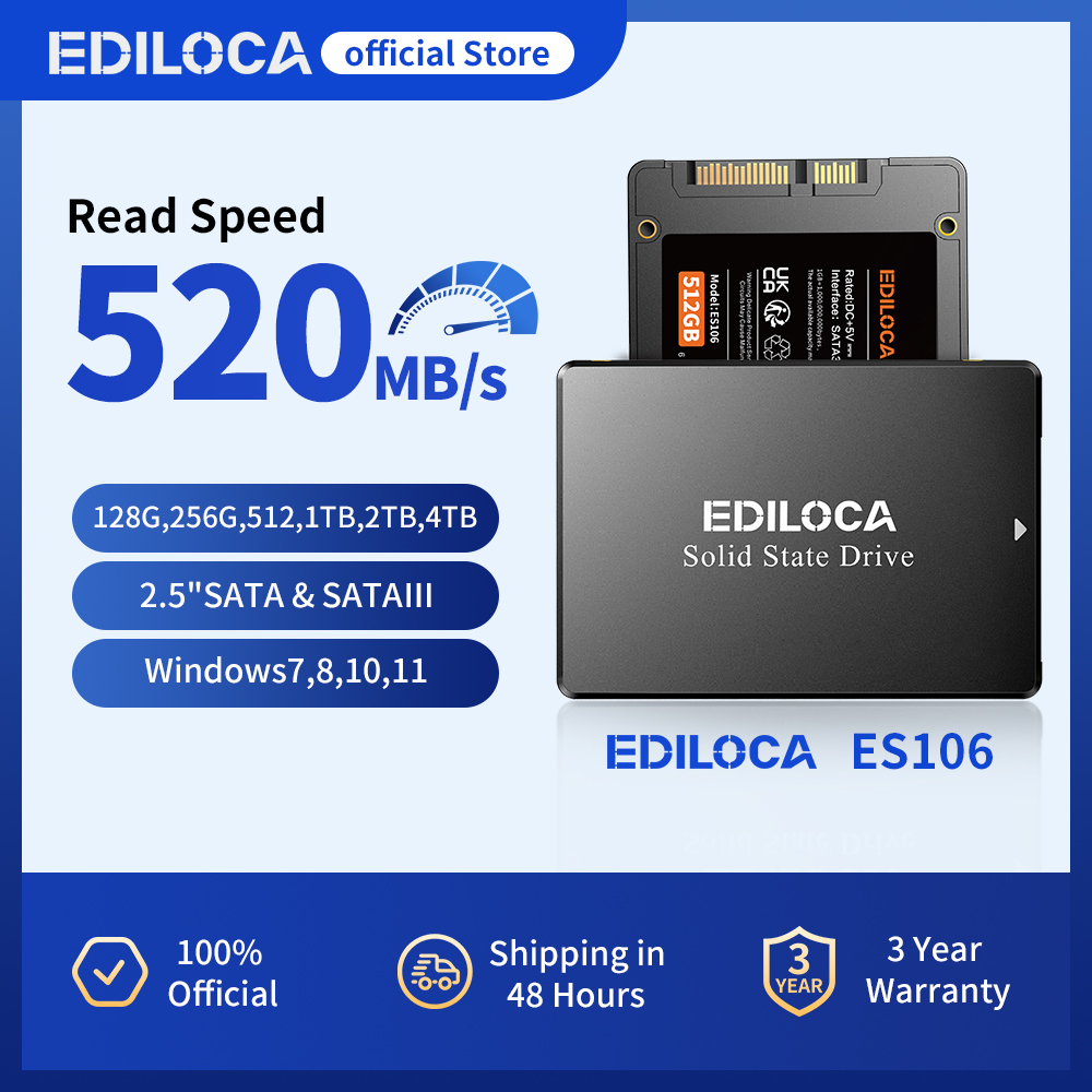 Ediloca ES106 SSD 550 MB/秒 M.2 SATA SSD 6Gb/秒 NVME 3D NAND TLC 内蔵ハードドライブ (Ultrabook タブレット コンピューターおよびミニ PC 用)