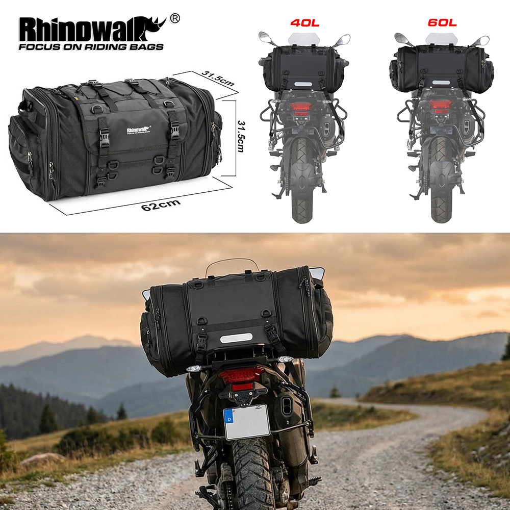 Rhinowalk モーター旅行荷物拡張可能なトランク防水 19L-80L モーターテールラックバッグサドルバッグレインカバー付き乗馬パニア