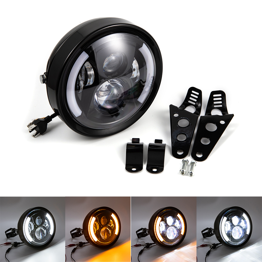 ユニバーサル 7 インチ Led オートバイヘッドライトハーレーカフェレーサー用 DRL ヘッドランプハウジングホーネット 600 ホンダ cb400 cb1000sf