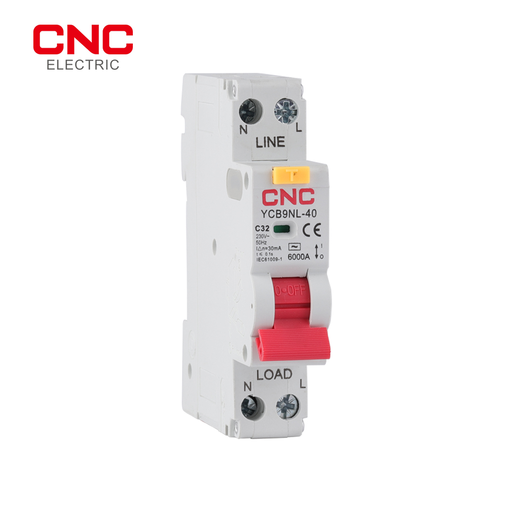CNC 18 ミリメートル 230V 50/60Hz RCBO 1P N 6kA 残留電流差動自動サーキットブレーカー、過電流漏れ保護付き