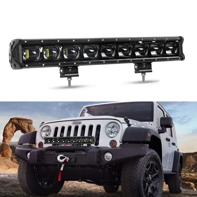 90W 6D LED Light Bar – Heavy-Duty Roof Mount Work Light for Trucks, 4X4 Off-Road, Jeep Wrangler Grille – White Spot Beam