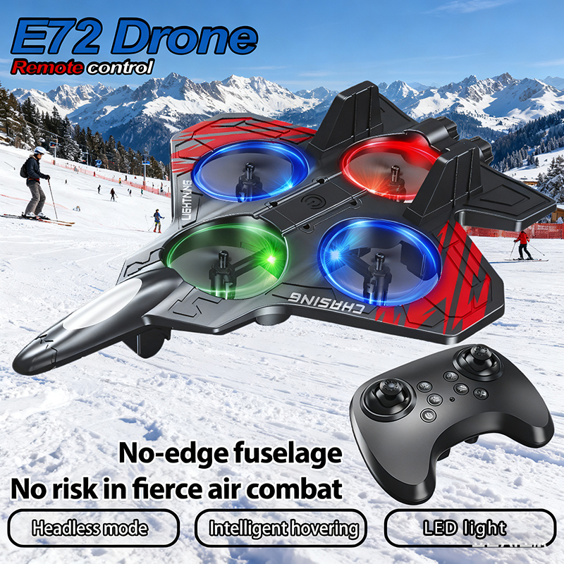 新しい E72 フォーム航空機スタントインテリジェント固定高さホバー 360 °ターン LED ライト戦闘機男の子へのギフト RC ドローンおもちゃ