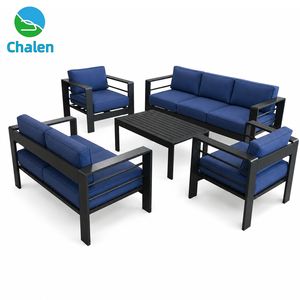 モダンな屋外用アルミ製ソファセット、ベストセラーのレストラン、別荘、庭園用ダイニングチェア、ロープ編みの屋外用家具。