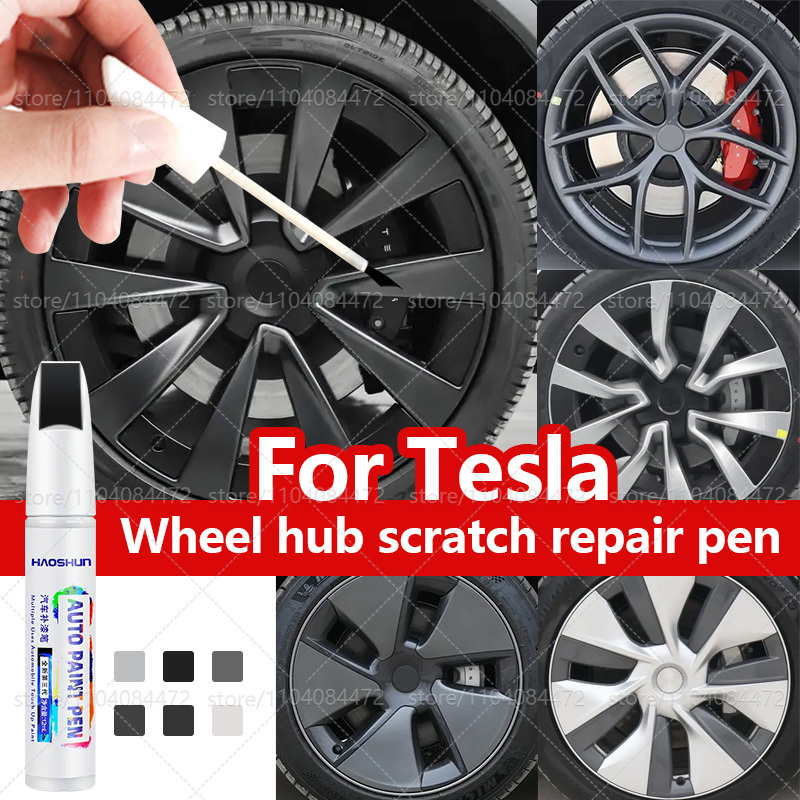 For Tesla Model 3 Y S X car wheel scratches repair pen Matte black dark gun gray silver black multiple colors Paint Repair Pen