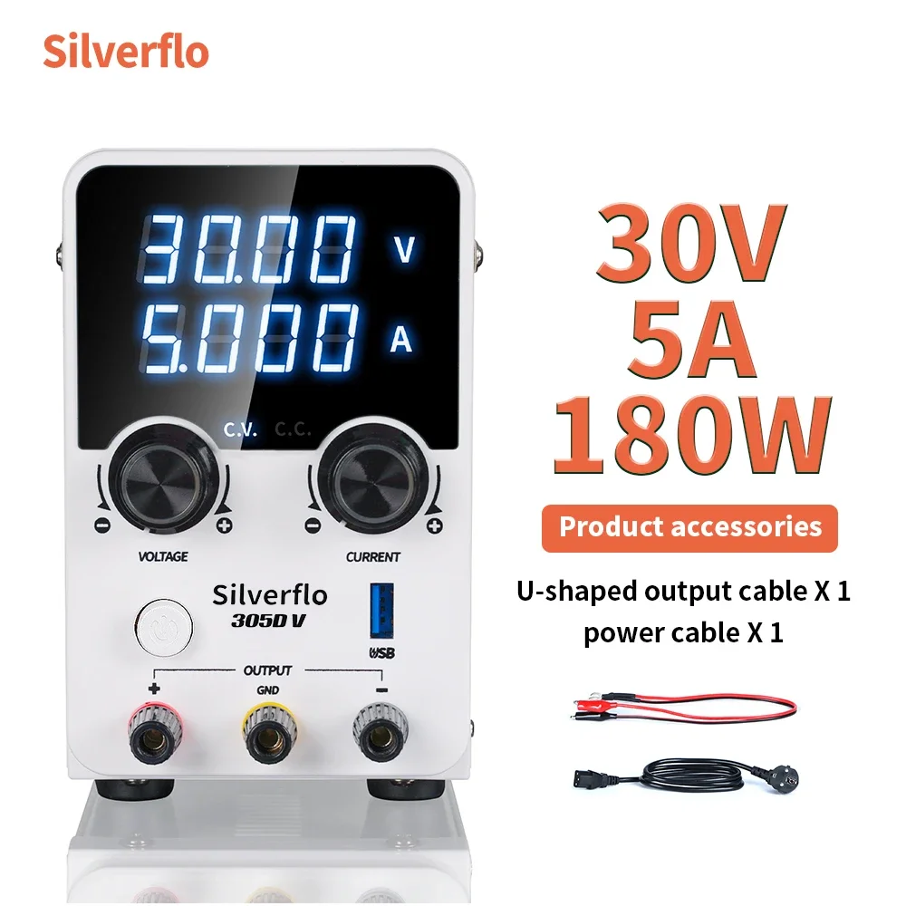Silverflo 180W DC 電源 30V 5A 実験室用電源ベンチ電源調整可能な電圧電流レギュレータ 305D-V