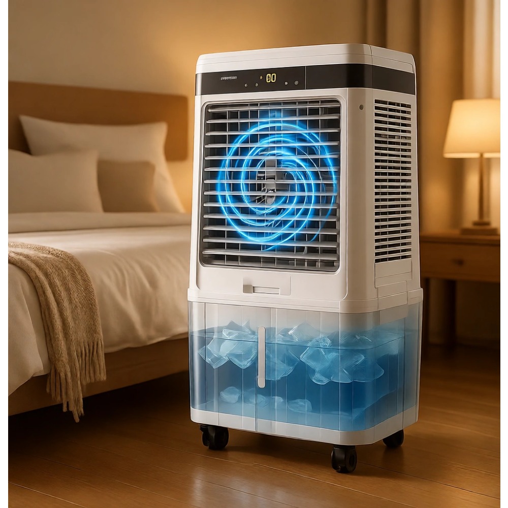 蒸発空気クーラー 2800 CFM 9.5 ガロン 取り外し可能なタンク 4 アイスパック 120 振動ファン リモート 12H タイマー 屋内屋外