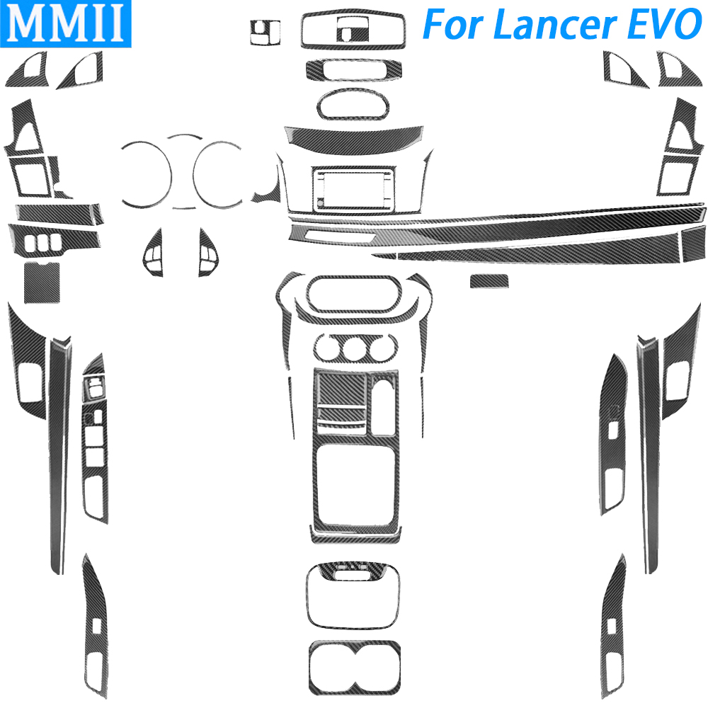 三菱ランサー EVO 2008-2015 カーボンファイバーギアシフトステアリングホイール空気出口ウィンドウリフト Pnael 車内ステッカー
