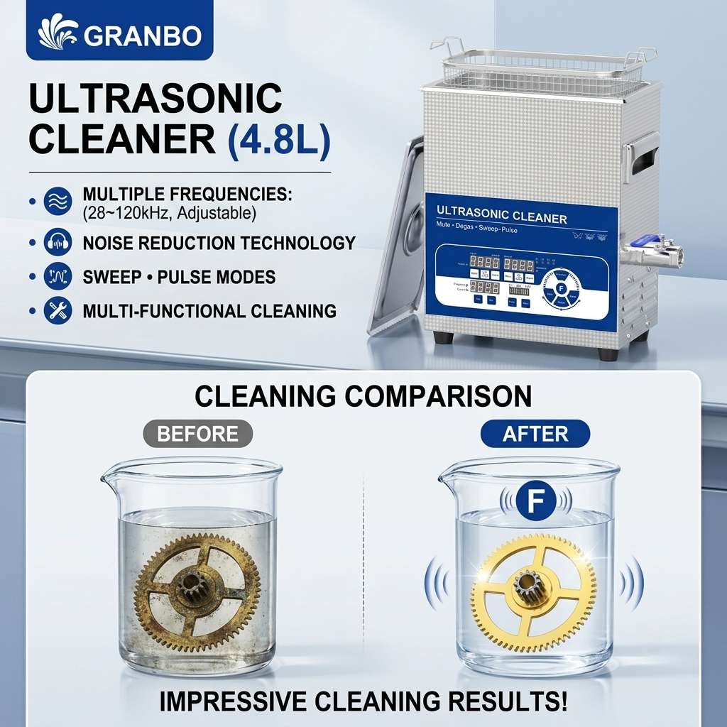 Granbo 4.8L 超音波洗浄器 100 ワット 28/40/68/80/120kHz オプション超音波洗浄槽実験用化学器具