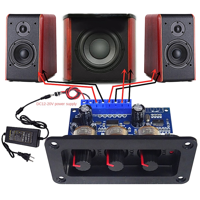 2.1 チャンネルデジタルパワーアンプボード AUX オーディオケーブル 2X25w 50 ワット BT5.0 サブウーファークラス D アンプボード DC12-20V