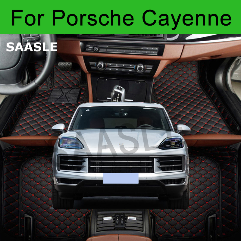 SAASLE カスタム車のフロアマットポルシェカイエン 2018-2025 年自動車カーペット Foot Coche アクセサリー