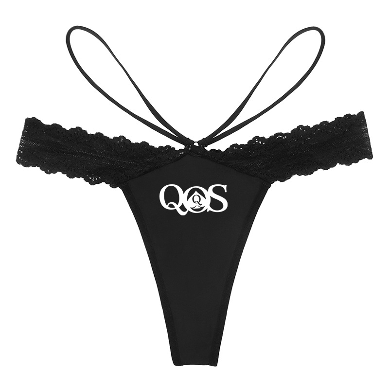 新しいファッション下着 QOS 女性のセクシーなレースのランジェリー誘惑スペードの女王プリント G ストリングいたずら下着女性のための