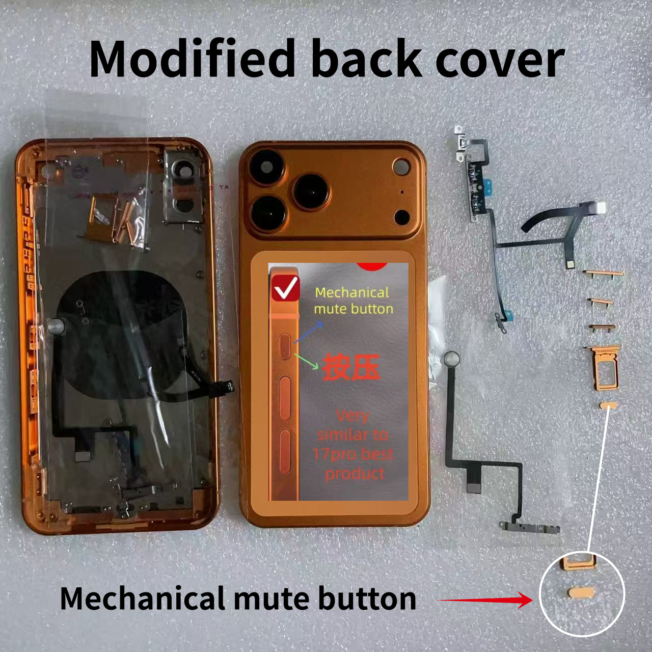 変更された背面ガラスバッテリーカバーミッドフレームハウジング iPhone XR XS 最大 11PM に変換 17 プロマックス DIY 機械式ミュートボタン