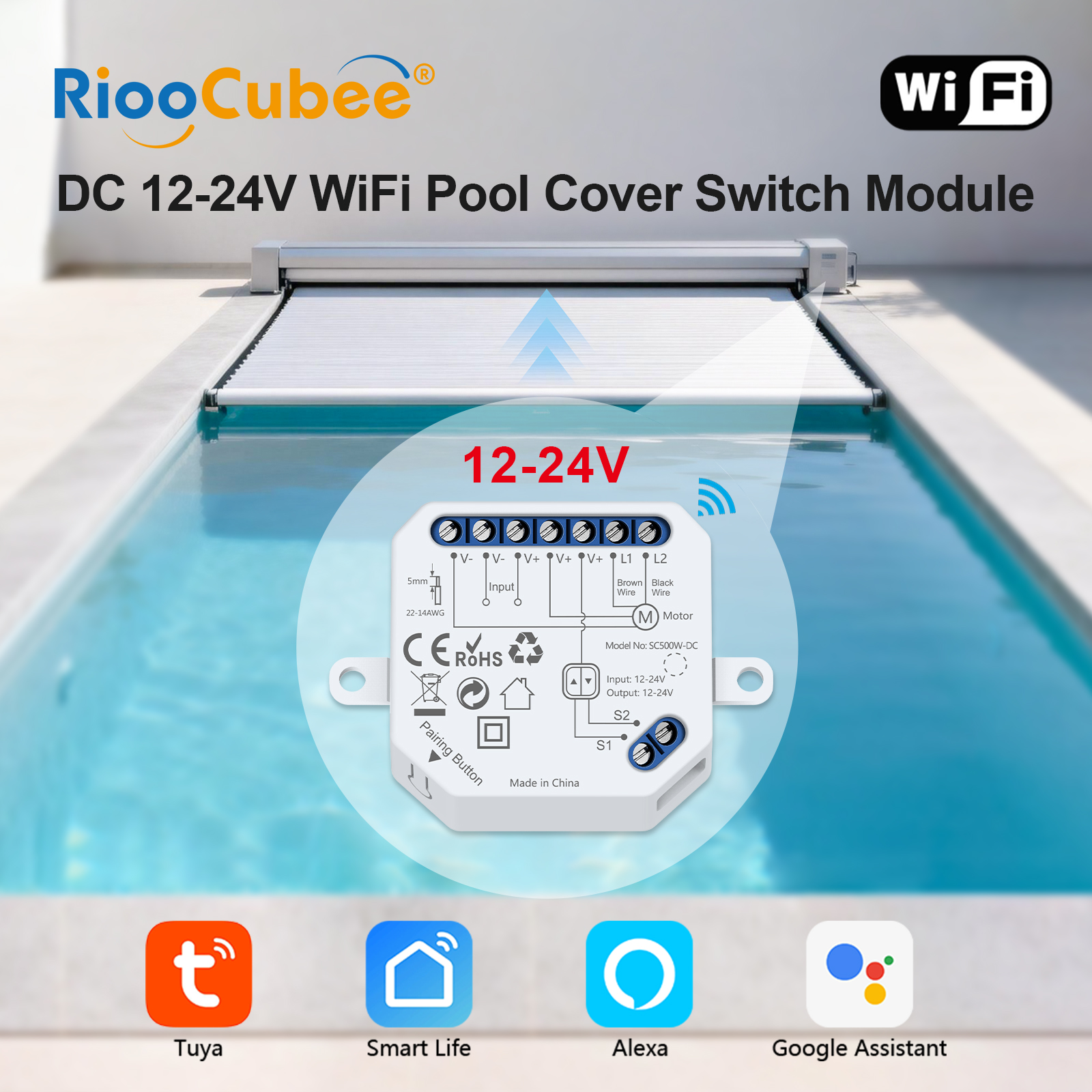 RiooCubee Tuya スイミングプールカバーオープナーコントローラーモジュール DC 12-24V スマートライフアプリリモコン Google ホーム Alexa