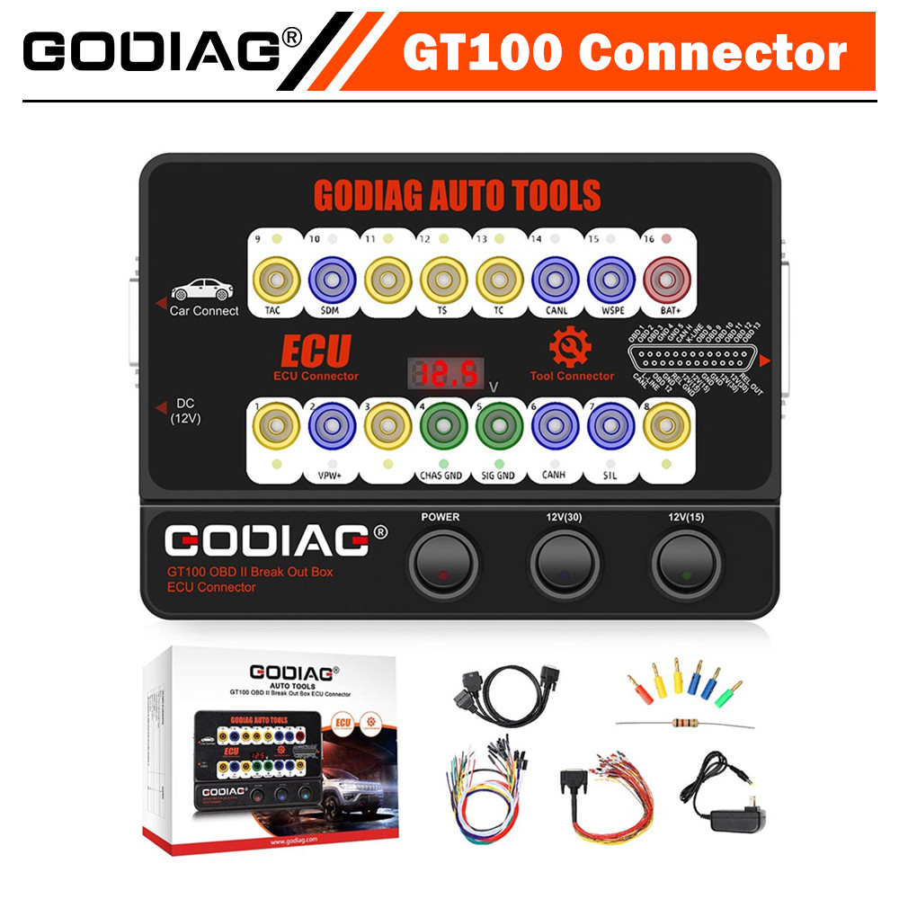 GODIAG GT100 AUTO TOOLS OBDII ブレークアウトボックス ECU コネクタ OBDII 16PIN プロトコル検出器ブレークアウト