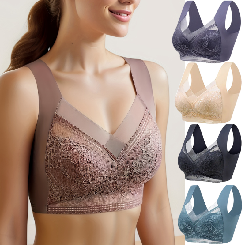 秋甘いシームレスなアイスシルクプッシュアップブラジャー女性のためのワイヤレスレース Bralette プラスサイズのブラジャー夏の快適な下着ランジェリー