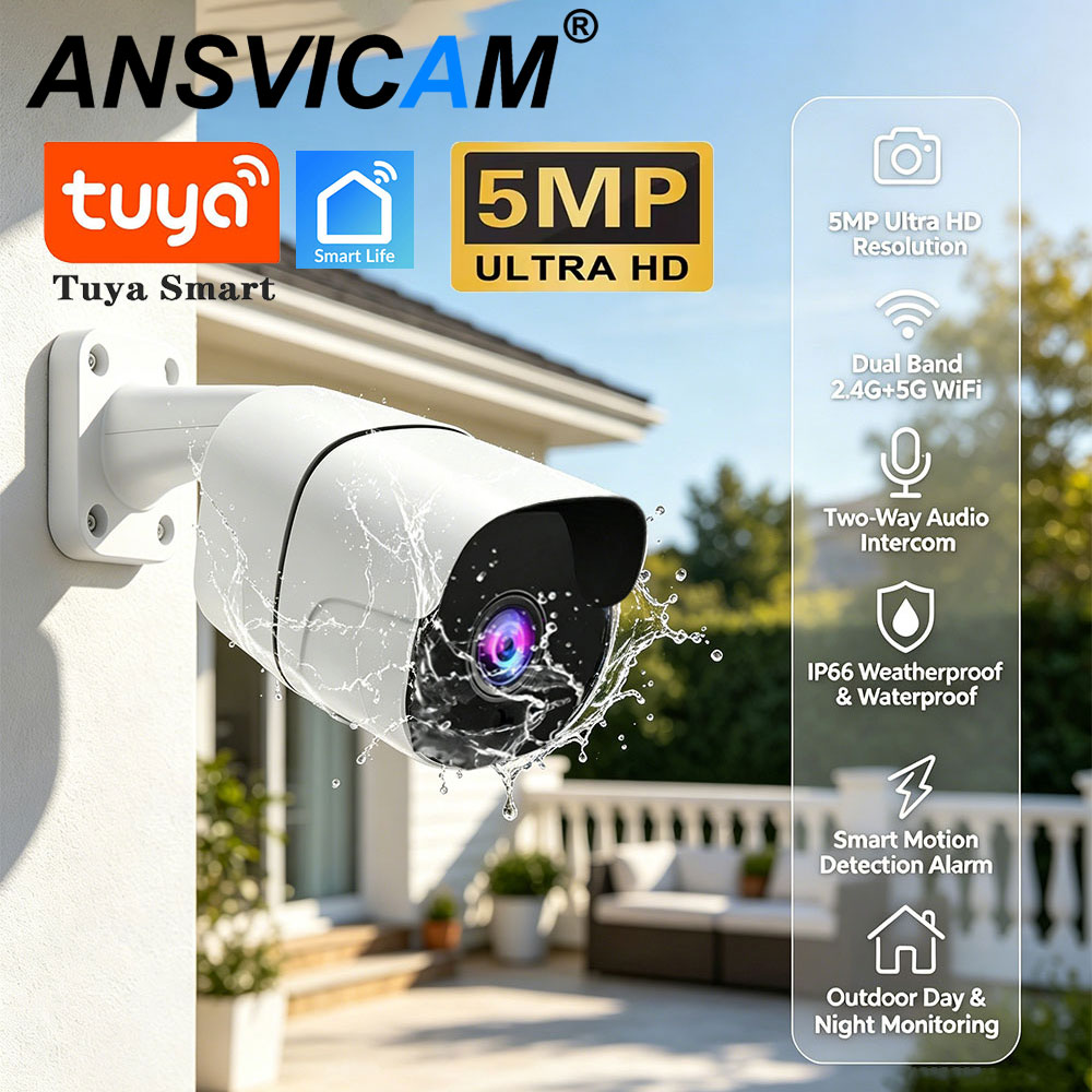Tuya 5MP IP カメラ屋外 5G WiFi ホームセキュリティカメラワイヤレス監視金属弾丸防水 1080P カラーナイトビジョン