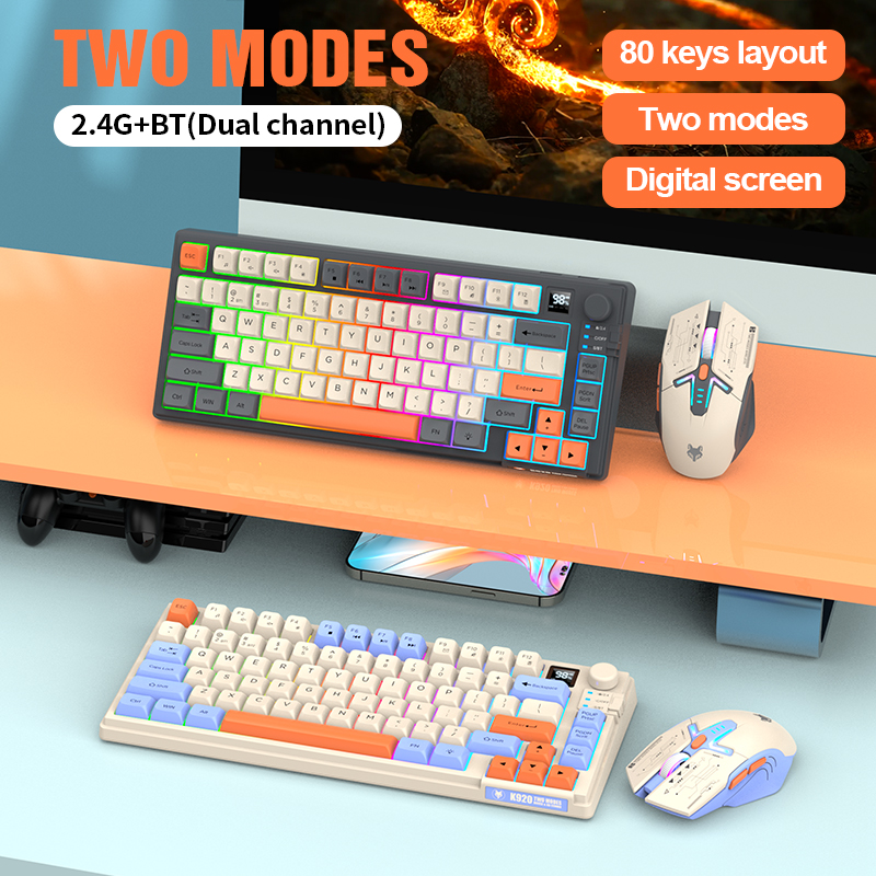 XUNFOX K920ワイヤレスデュアルモードBluetoothキーボードとマウスセットゲームオフィスラップトップユニバーサルキーボードとマウス