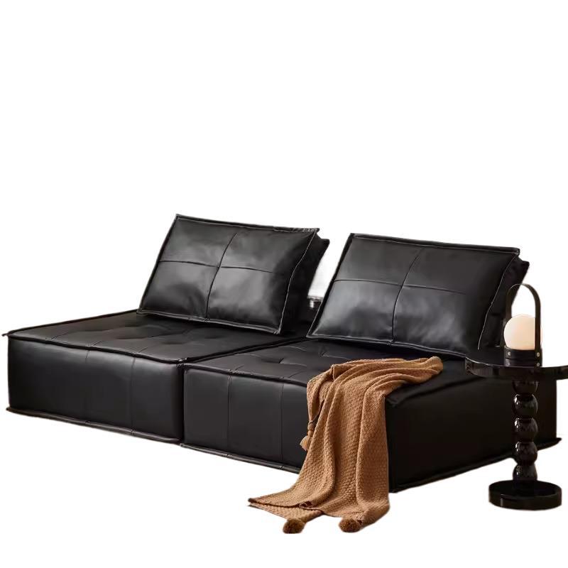 シングルシートブラックモジュラーソファハイバックレストオリジナルピエモンテレザーデザインリビングルームミニマリストイタリアンレザーソファ